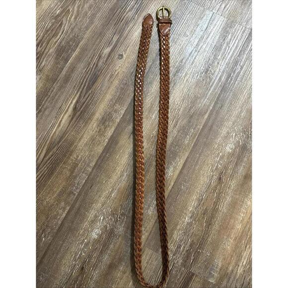 Brighton Vintage Y2K Equestrian Western Solid Brass Braided Leather Belt 42 - Picture 8 of 12